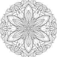 Mandala-Blume in schwarz und weiß freier Vektor