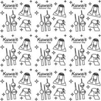 Kuwait-Nationalfeiertag Doodle nahtloses Muster-Vektor-Design vektor