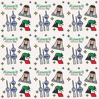 kuwait nationaldag doodle sömlösa mönster vektor design