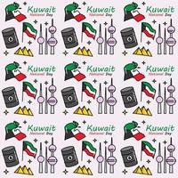 kuwait nationaldag doodle sömlösa mönster vektor design