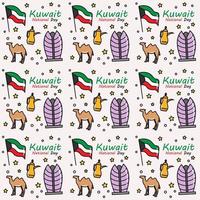 kuwait nationaldag doodle sömlösa mönster vektor design