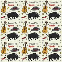 resa till Spanien doodle sömlösa mönster vektordesign. vektor