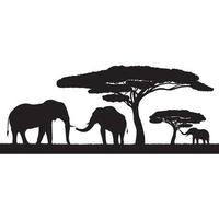 safari savanne wild lebende elefanten und giraffen vektor