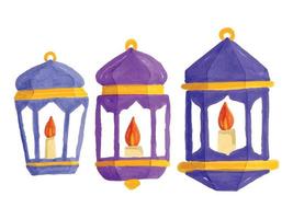 arabisk lampa islamisk akvarell illustration vektor