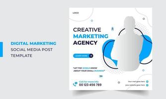 Social-Media-Post für digitales Marketing mit blauen abstrakten Objekten vektor