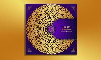 saubere minimale goldene luxus-mandala-grußkarte oder einladungskartendesign vektor