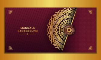 Modernes rotes dekoratives goldenes Luxus-Mandala-Banner-Design vektor