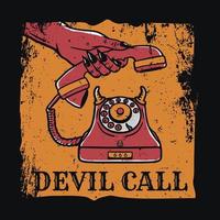 Teufel Hand heben Telefonhörer im Vintage-Stil vektor
