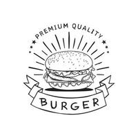 klassisk cheeseburger vektor logotyp för en snabbmatsrestaurang på vit bakgrund