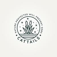 cattails ovanför vattnet minimalistisk linjekonstlogotyp vektor