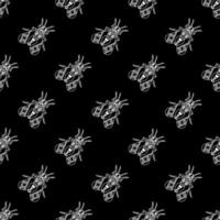 illustration uppsättning av söta insekter vit linjekonst, vektor sömlösa mönster på svart bakgrund