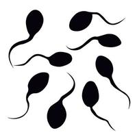 Spermienvektor Stock Illustration. schwarze Kaulquappen. isoliert auf weißem Hintergrund. vektor
