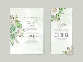 elegante florale handgezeichnete hochzeitseinladungskartenvorlage vektor