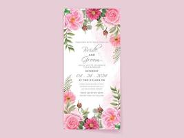 bröllopsinbjudningskort set med vackra rosa blommor design