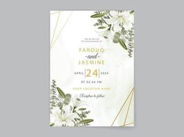 elegante Blumenaquarell-Hochzeitseinladungskarte vektor