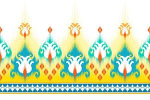 ikat etniska sömlösa mönsterdesign. Aztec tyg matta mandala prydnad chevron textil dekoration tapeter. tribal kalkon afrikansk indian traditionell broderi vektor illustrationer bakgrund