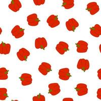 nahtloses muster rote paprika gemüse im handgezeichneten karikaturstil auf weißem hintergrund für textilien, webdesign, verpackung vektor