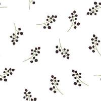 Nahtloses Muster mit schwarzer Johannisbeere im flachen Cartoon-Stil auf weißem Hintergrund. vektorillustration von frischen sommerbeeren für textilien, verpackungspapier vektor