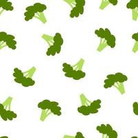 seamless mönster med färska hälsosamma broccoli grönsaker i tecknad handritad stil på vit bakgrund för textil, webbdesign vektor