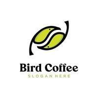 kaffe fågel logotyp design en kombination vektor