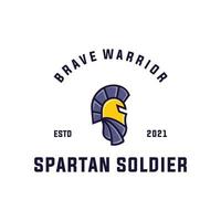 spartanische Logo-Design-Inspiration, spartanischer Helm, alter Kriegervektor. flaches und sauberes Logo vektor