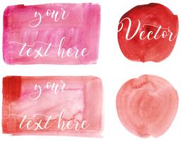 Satz von Aquarell Fleck. Flecken auf einem weißen Hintergrund. Rechteck, Ort, Kreis. Abstrakt. Rot Rosa. Isoliert. Vektor. vektor