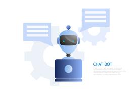 chat bot koncept, robot använda laptop för att chatta och arbeta vektor