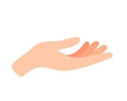 vänd uppåt kvinnas hand vektorillustration isolerad på vit bakgrund. kvinnlig öppna handflatan upp i att få eller ta emot något gest, hålla, visa, presentera produkt affärsidé vektor