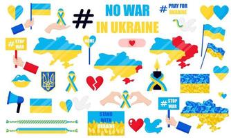 Großes Antikriegsset des Ukrainekrieges. militärisches konzept für armee, soldat und krieg. vektor