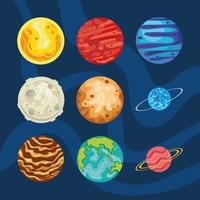 ikoner med planeter och sfärer vektor