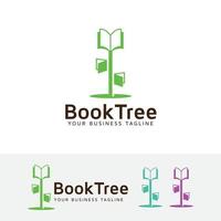 Bücher-Baum-Logo-Design-Vorlage vektor