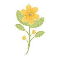 gula blommor med bladvektordesign vektor