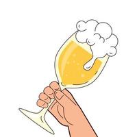 Hand, die ein Bierbecherglas, auf weißem Hintergrund hält vektor