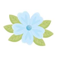blå blomma med bladvektordesign vektor
