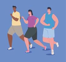menschen laufen, frauen und mann in sportbekleidung joggen, sportliche menschen vektor