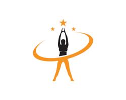 Athletische Yogakörperlogosymbol-Vektorikonen vektor