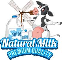 en ko med en naturlig mjölkmärkning vektor