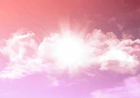 Aquarellart Zuckerwatte bewölkt Hintergrund mit Sonnendurchbruch vektor