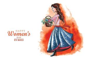 glad kvinnodag firande för ung flicka kort bakgrund vektor