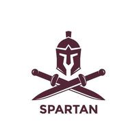 spartanische Vektor-Logo-Vorlage mit Helm und Schwertern vektor