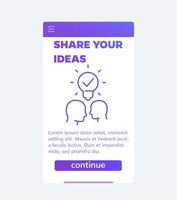 Teilen Sie Ihre Ideen, mobiles Bannerdesign vektor