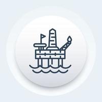 Symbol für Ölbohrplattform, Offshore-Bohrinsel, linearer Stil vektor