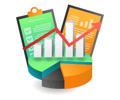 flache isometrische konzeptillustration. Investment Business Data Analyst visuelles Tortendiagramm vektor