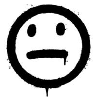 Graffiti neutrales Gesicht Emoticon gesprüht isoliert auf weißem Hintergrund. Vektor-Illustration. vektor