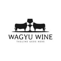 vin och wagyu restaurang illustration logotyp vektor