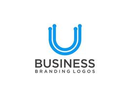 abstraktes anfangsbuchstabe u-logo. blauer geometrischer Form weißer Hintergrund. verwendbar für Geschäfts- und Markenlogos. flaches Vektor-Logo-Design-Vorlagenelement. vektor