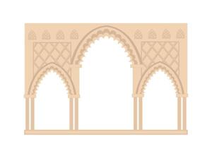 Gewölbter Eingang zum indischen Palast, flache Illustration in Beige- und Brauntönen, isoliert auf weißem Hintergrund vektor