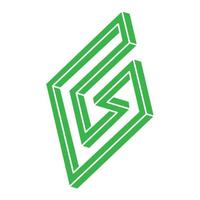 omöjliga former, optisk illusion, vektor. optisk konst gröna föremål. logotyp. geometriska figurer. vektor