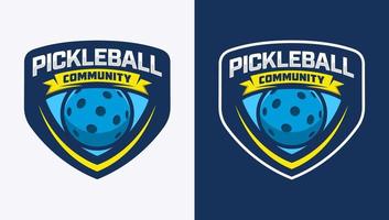 pickleball community logotyp med badge stil vektor