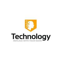 Technologie-Logo mit einem Symbol für menschliche Kopfintelligenz vektor